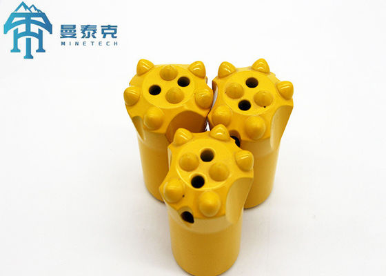 Yellow Carbon Steel Tapered Button Bit with 25-50 mm Diameter and 4°46', 7, 11, 12 Degree for Small Hole Blasting