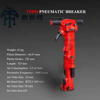 TPB90 Pneumatic Jack Hammer with 66.67mm Piston Diameter 152mm Piston Stroke and 42kg Weight for Stone Demolition