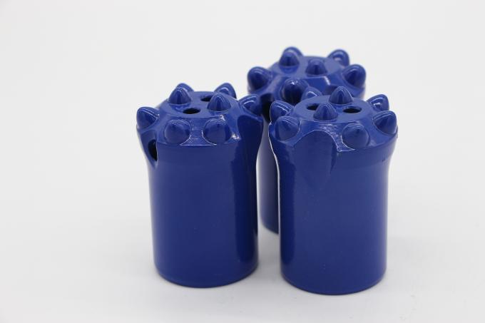 Side view of 11° angle taper button bit showing alloy steel construction